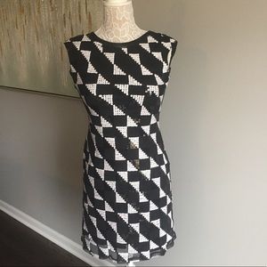 Black and White Sequin and Mesh Dress